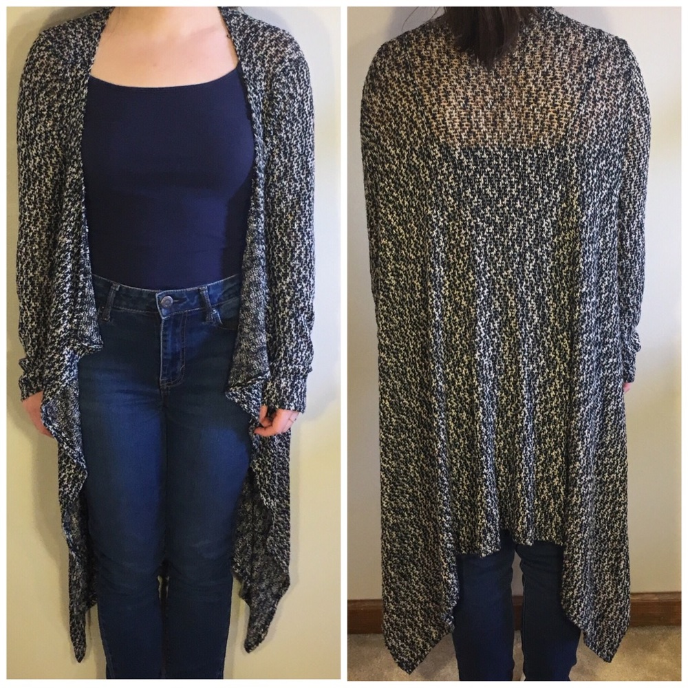 Gray and white speckled cardigan